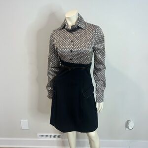 Gorgeous Vanity Black and Grey Patterned Midi Dress with belt and pockets❤️S